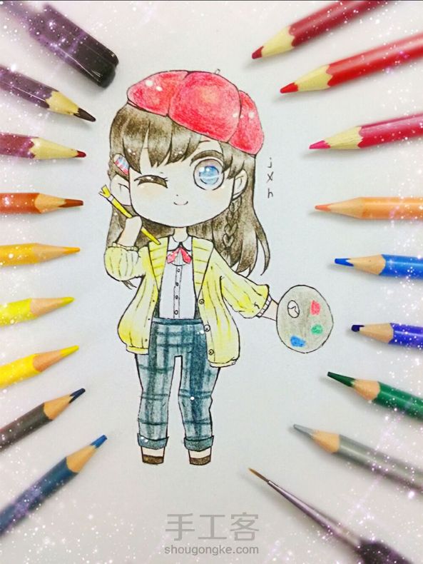彩铅绘少女走起!