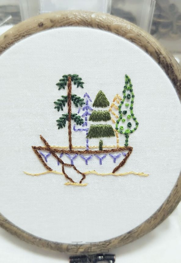 【简单刺绣】船上的小森林