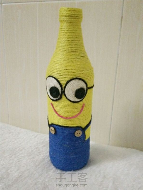 小黄人麻绳玻璃花瓶