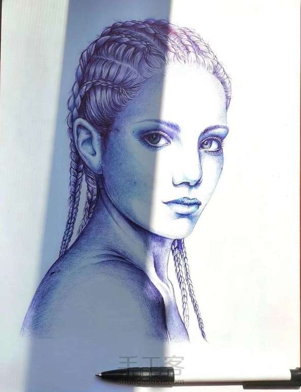 圆珠笔画人物头像