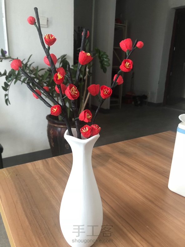 皱纹纸梅花,中国式风景。