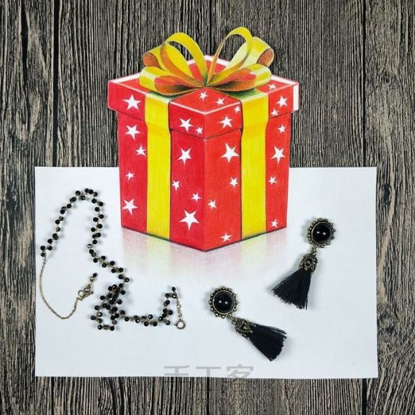 彩铅教程 ‖ 《礼品盒》，平涂技法的练习和简单3D效果的营造