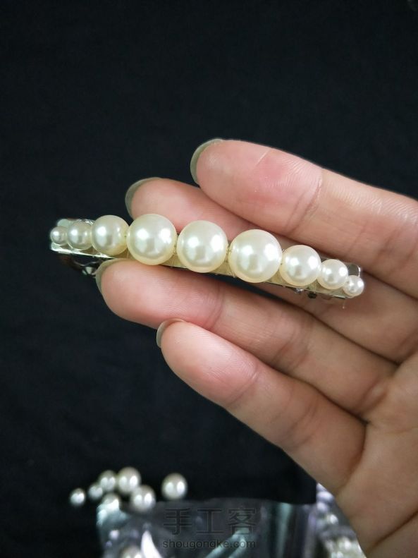 [串珠]珍珠发夹～简单版