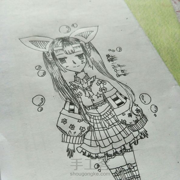 漫画女,手绘教程稿