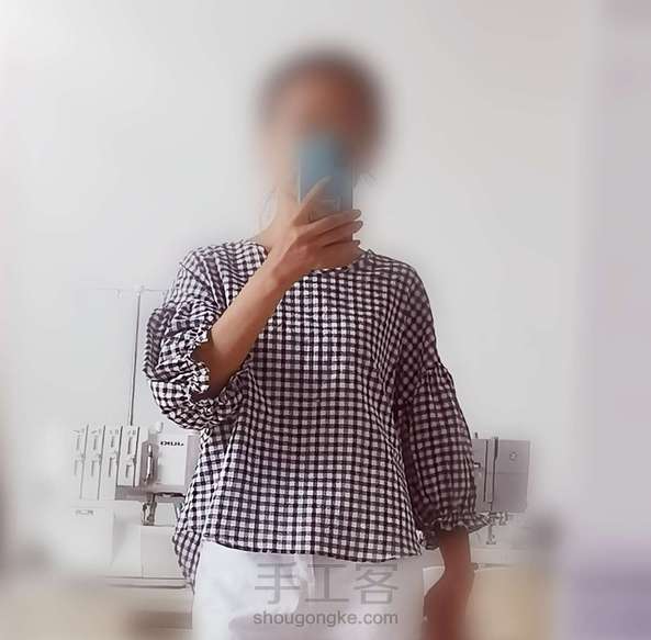 落肩套头款格子衫图文教程(附裁剪图)