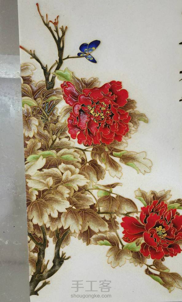 景泰蓝工艺沙画——牡丹