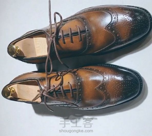 手工鞋☞布洛克雕花固特异手工皮鞋