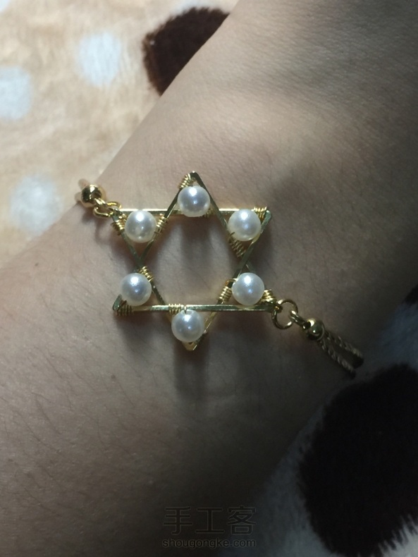 六芒星珍珠绕线手链