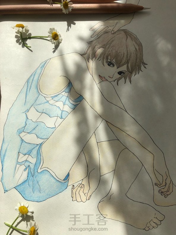 彩铅画~咖啡凉了,我们的故事至此剧终。