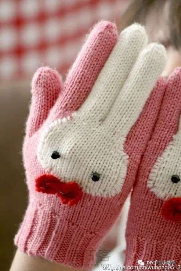 手工编织 小白兔手套