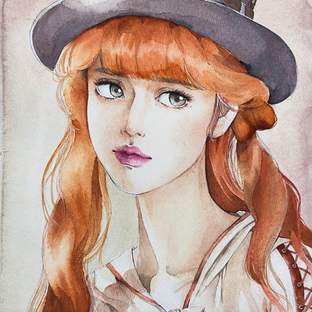 ［原创］水彩画一个漂亮的蒸汽朋克萝莉小姐姐