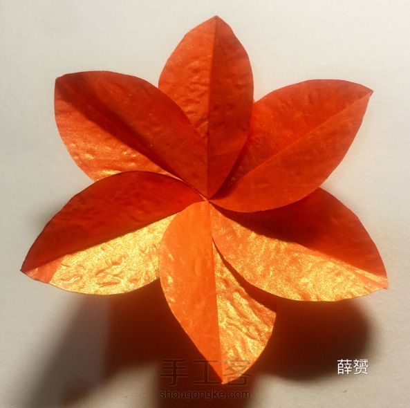 （纸花系列五十九）一款六瓣纸花的折法