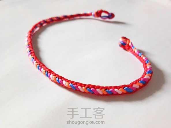 红彩股绳手链