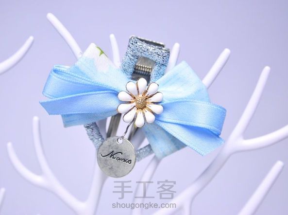 简单易学:浪漫蓝樱花压条发夹
