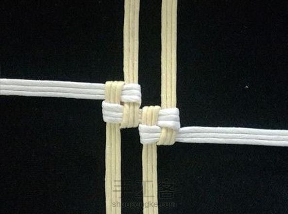 纸藤基础教程:四角花结