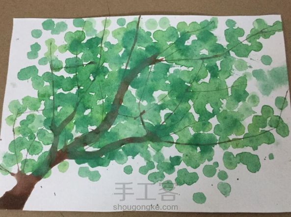 水彩画。。。树（汤圆）
