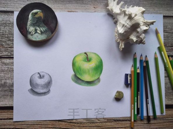 零基础学彩铅 超详尽的零基础彩铅手绘苹果教程1
