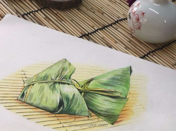彩铅教程|画粽子过端午