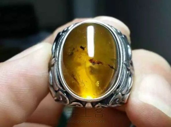 琥珀制作之-925银饕餮戒指
