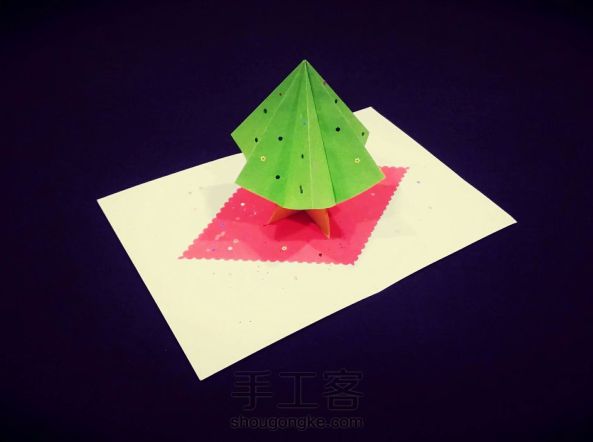 【纸雕贺卡】立体贺卡（第8期）圣诞树折纸贺卡实例讲解