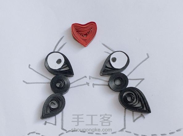 衍纸简笔画之小蚂蚁求爱记