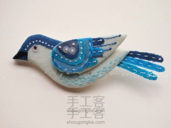 布艺小鸟胸针 教程 (二)