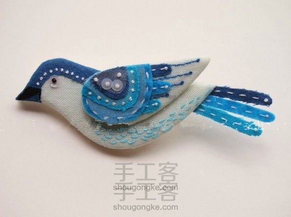 布艺小鸟胸针 教程(三)
