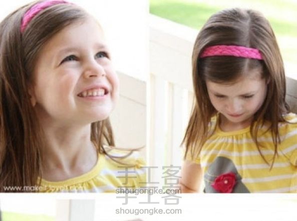 废布条手工编织可爱的儿童发带DIY方法