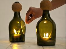 手作香槟瓶烛台