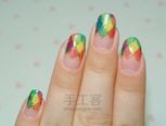 糖果色法式格纹美甲DIY