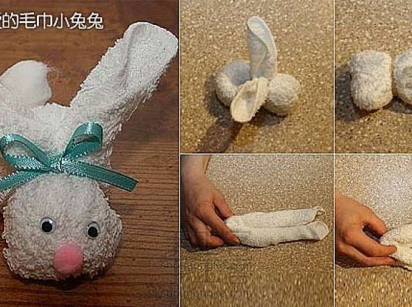 DIY可爱的毛巾小兔子教程