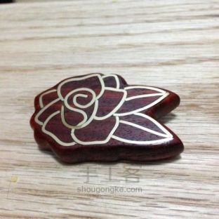 龙王手作：玫瑰花纹铜丝镶嵌木胸针