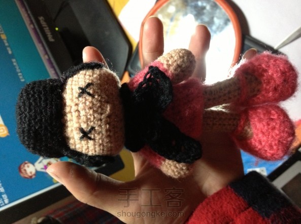 DIY毛线编织玩偶，布偶钥匙链手工编织
