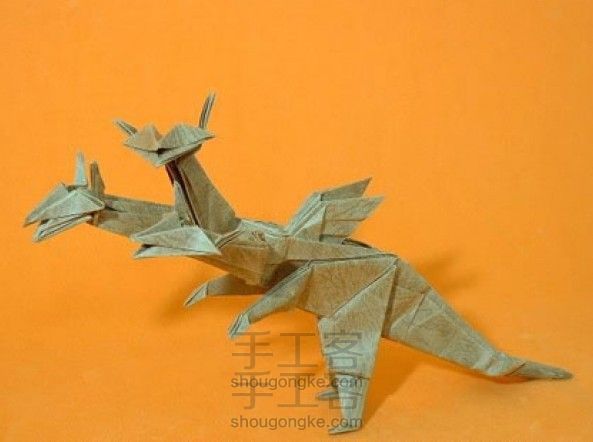 一个三头恐龙的折纸教程图解