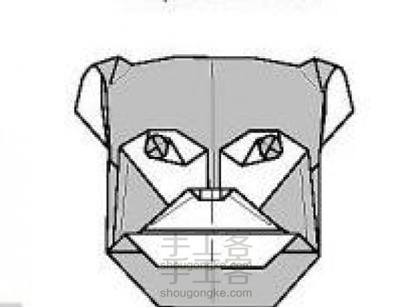 一款小猴子的脸折纸方法图解