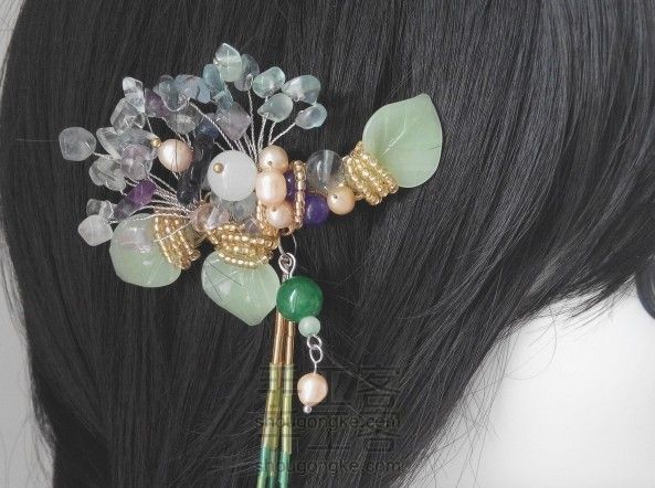 纯手工汉服配饰 碎石清新发夹