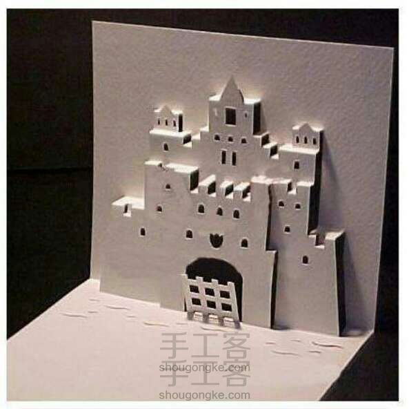 城堡贺卡纸雕制作