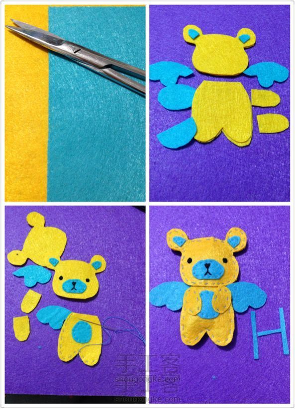 熊熊带翅膀不织布教程
