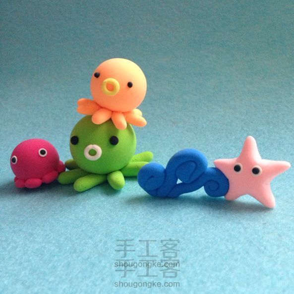 可乃~🐙小章鱼~粘土diy