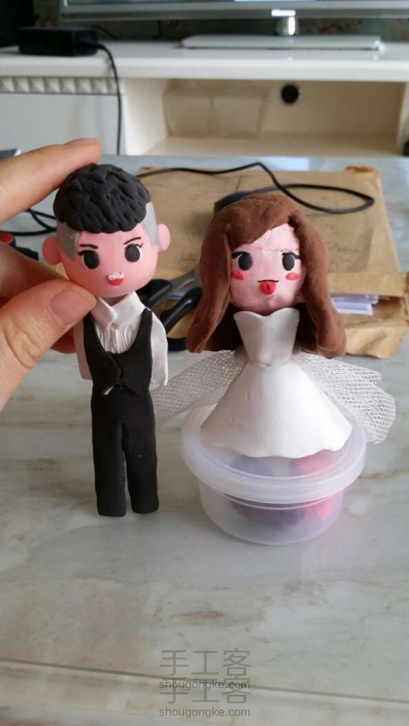 粘土制作 结婚礼服 