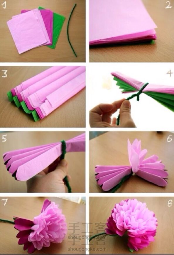 皱纹纸折纸纸花DIY