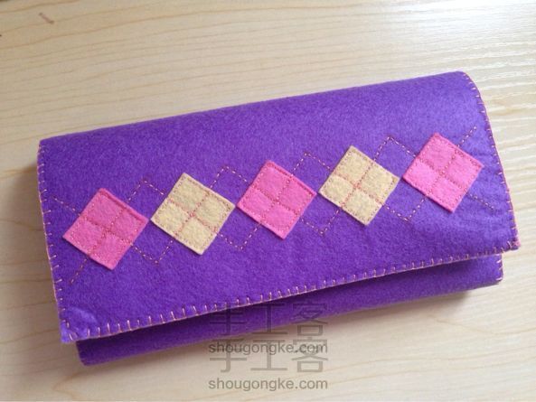 粉紫钱包👛～不织布diy