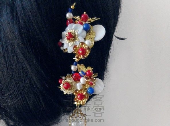 纯手工汉服配饰 黄铜流苏对钗