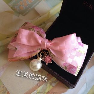 粉色蝴蝶结发饰 diy手工制作教程 