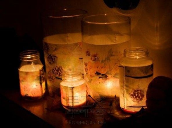 用玻璃瓶制作漂亮的蜡烛杯 DIY手工制作教程