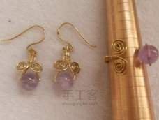 海蓝宝用的银线，紫水晶用的铜线，练手之作。