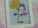 彩铅画–向日葵旁的小姑娘
