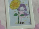 彩铅画–向日葵旁的小姑娘