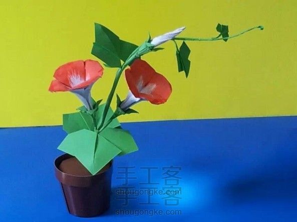 牵牛花折纸教程(牛来了牵回家)