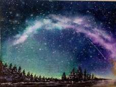 分享银河水彩过程---森林的画法，来自xiaole水彩绘